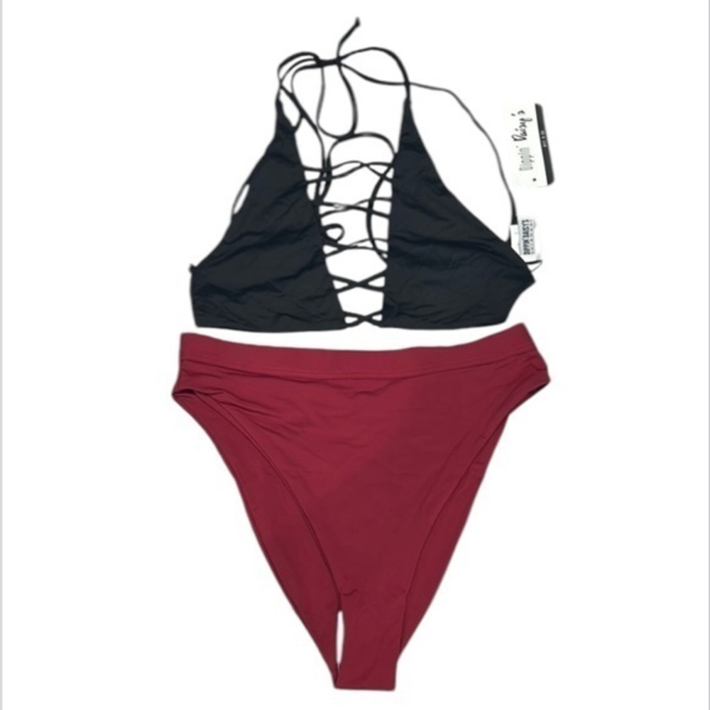 Dippin' Daisy's two piece high cut halter top bikini set size small